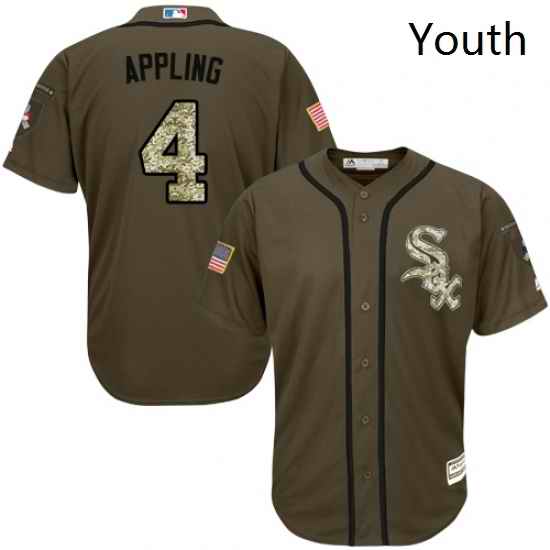 Youth Majestic Chicago White Sox 4 Luke Appling Authentic Green Salute to Service MLB Jersey